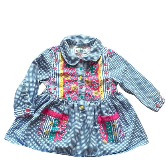 RARE Vintage Gymboree dress 2T-3T Colorful Floral toddler Dress blue 100% cotton